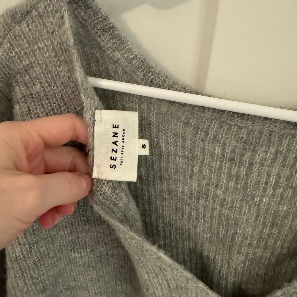 Sezane Light Gray V-Neck Sweater - Picture 3 of 4